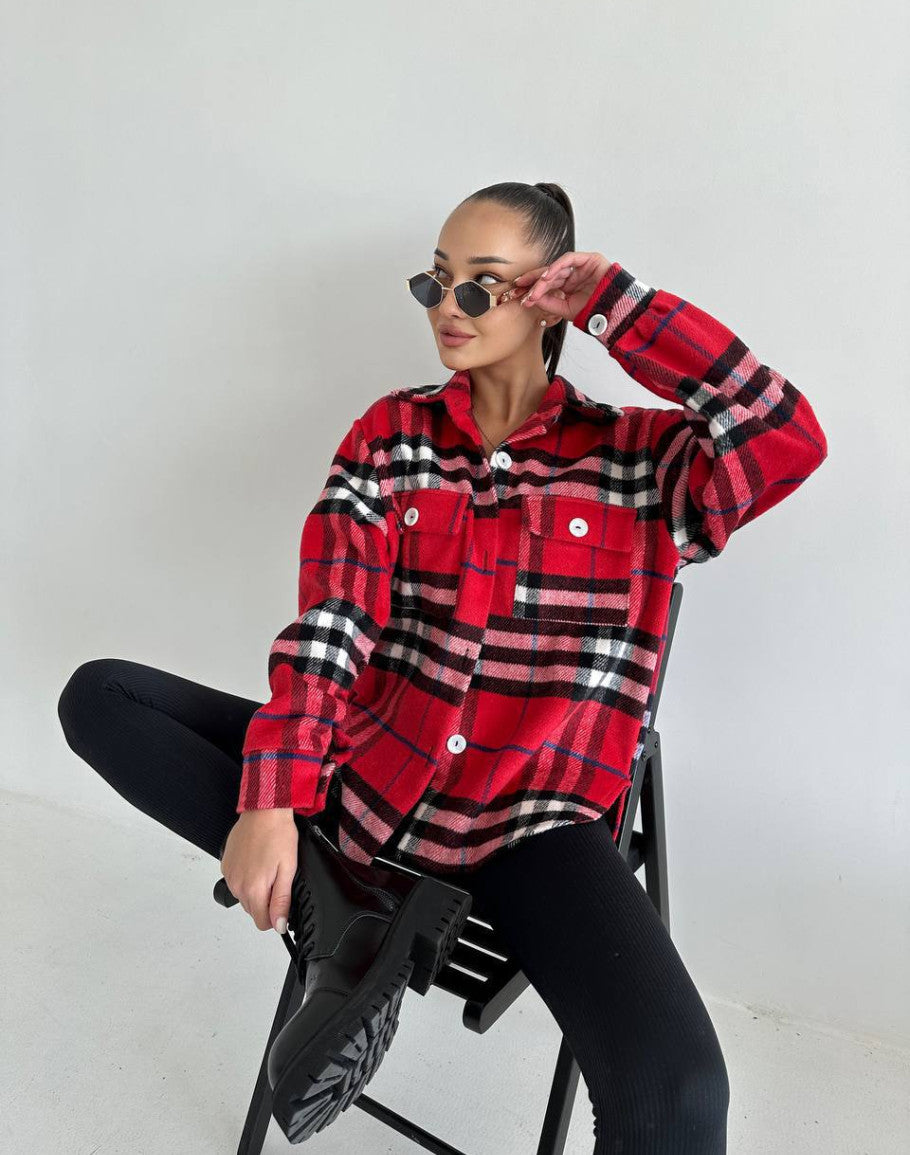 Damjacka Caro Rutigt Mönster Högkvalitativt Tyg för Hösten 12