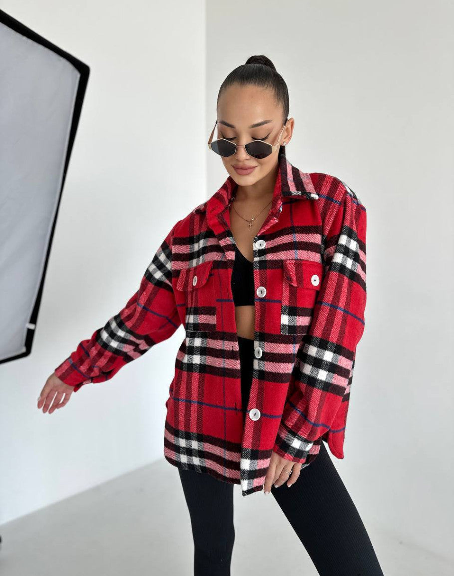 Damjacka Caro Rutigt Mönster Högkvalitativt Tyg för Hösten 5