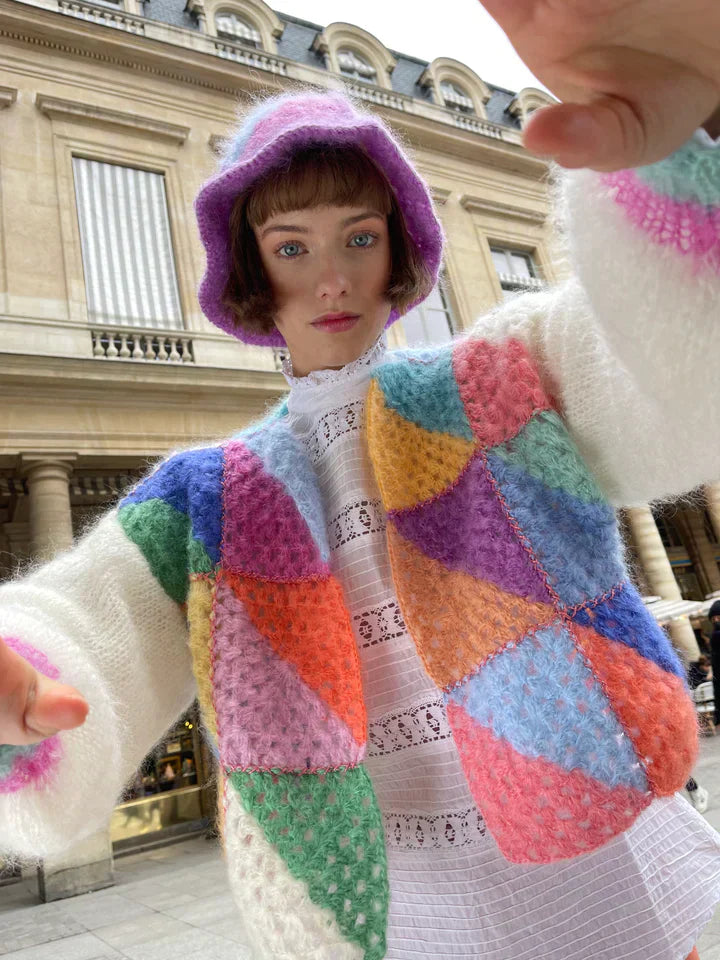 Dam Stickad Tröja Färgglad Mjuk Akrylblandning-2