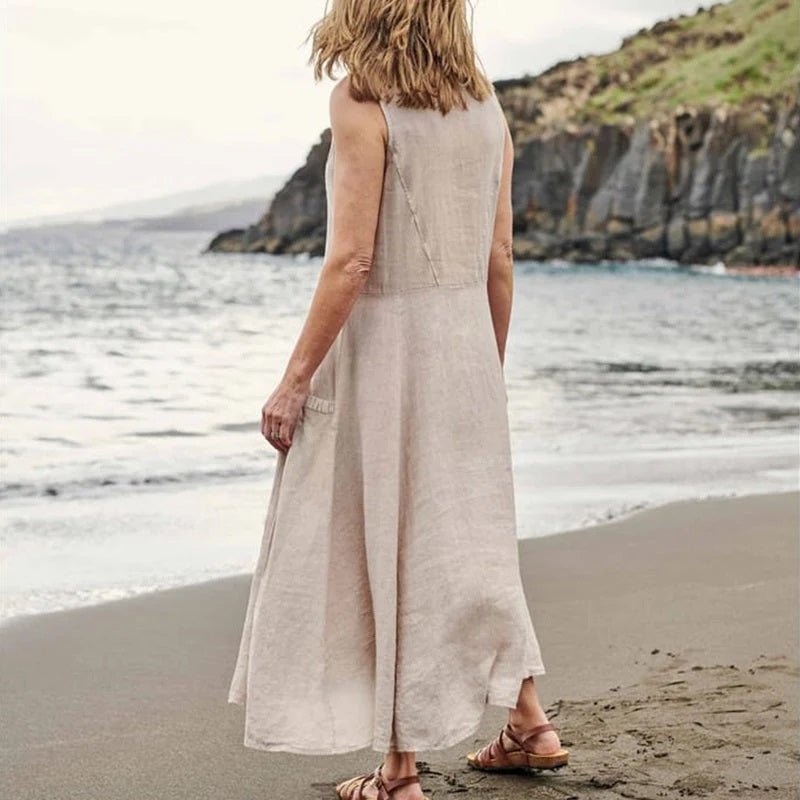 Fina Damklänningar Ärmlös Mångsidig Klänning i Mjukt Material – Elegant och Tidlös Design för Alla Tillfällen 5