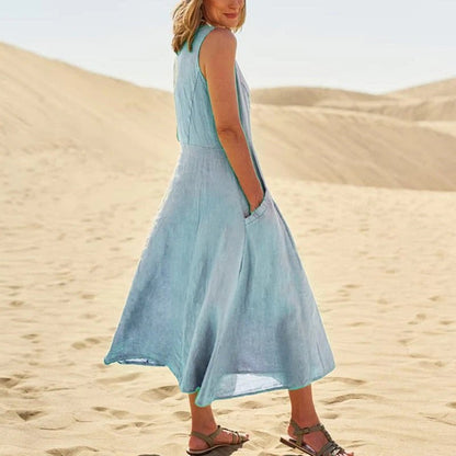 Fina Damklänningar Ärmlös Mångsidig Klänning i Mjukt Material – Elegant och Tidlös Design för Alla Tillfällen 2