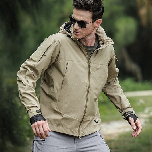 Herr Höstjacka Vindtät Softshell Med Avtagbar Huva-1