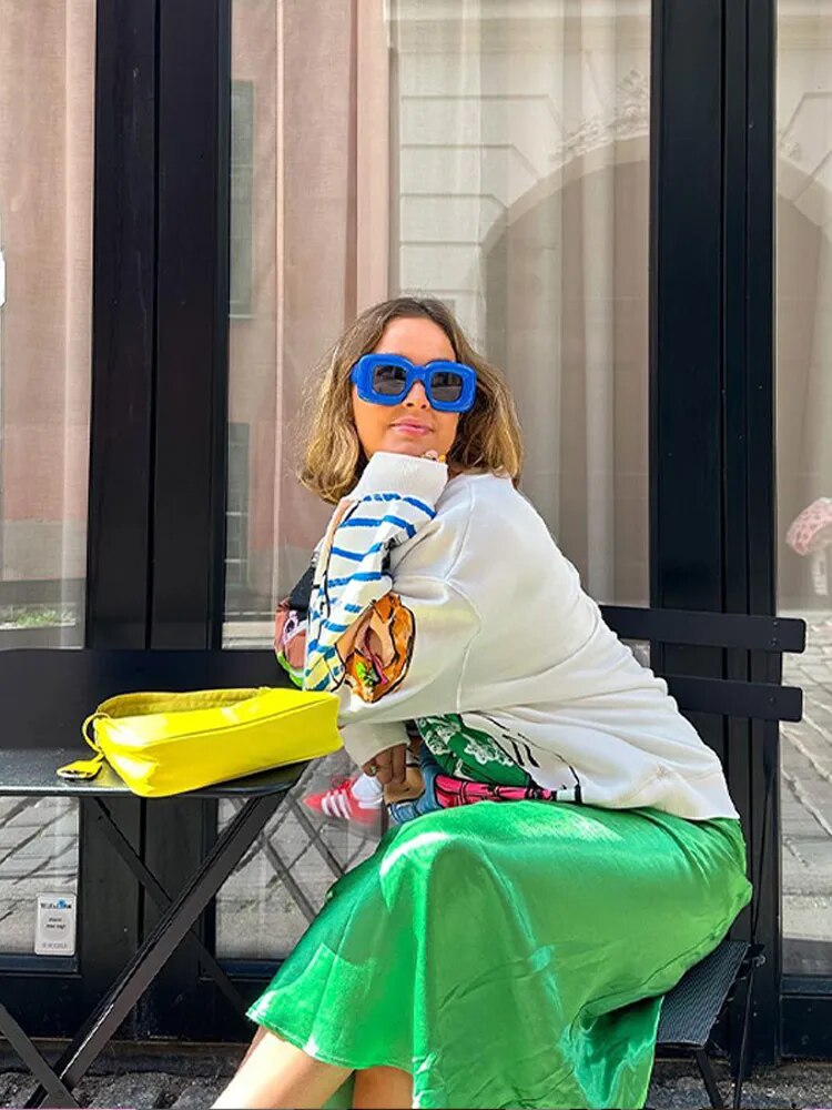 Dam Pullover Tidlös Design Bomull Polyester-3