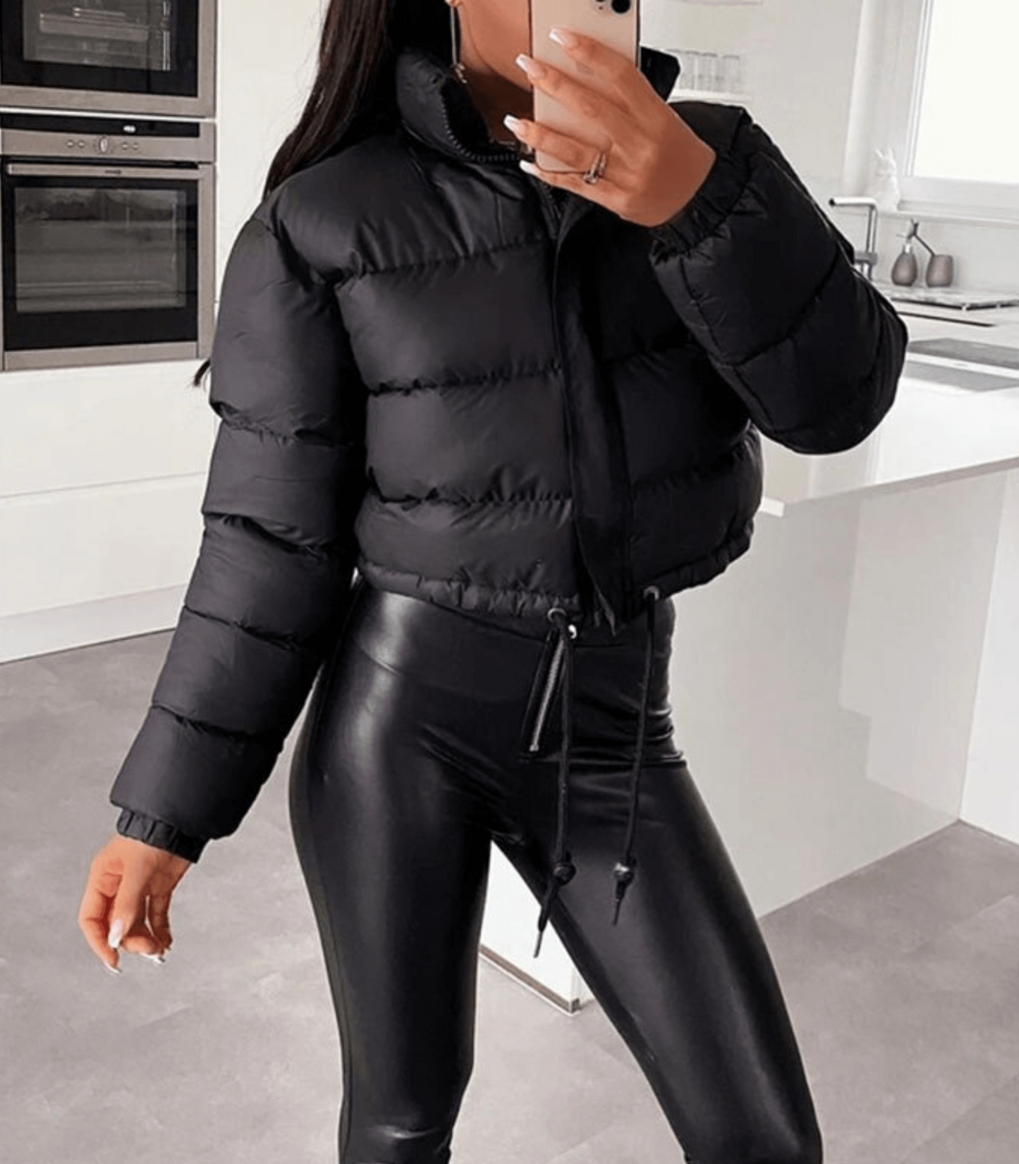 Damjacka Kort Buffertdesign med Justerbart Midjeband Polyester-3