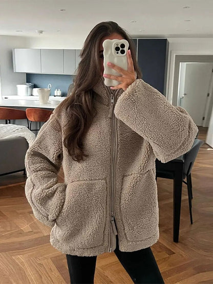 Vinterjacka Dam Urban Fleece Hög Krage-3