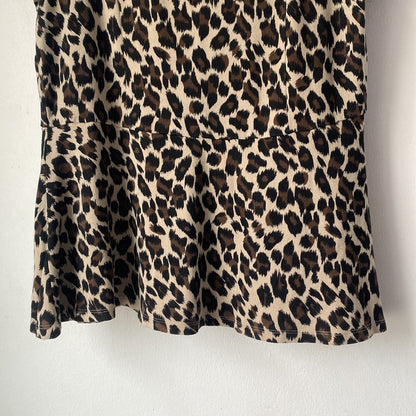 Dam Peplumblus Leopardmönster Mjuk Polyester-4