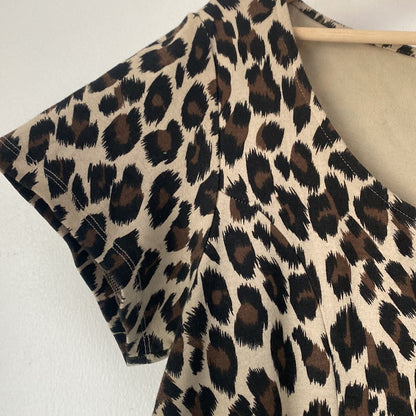 Dam Peplumblus Leopardmönster Mjuk Polyester-3
