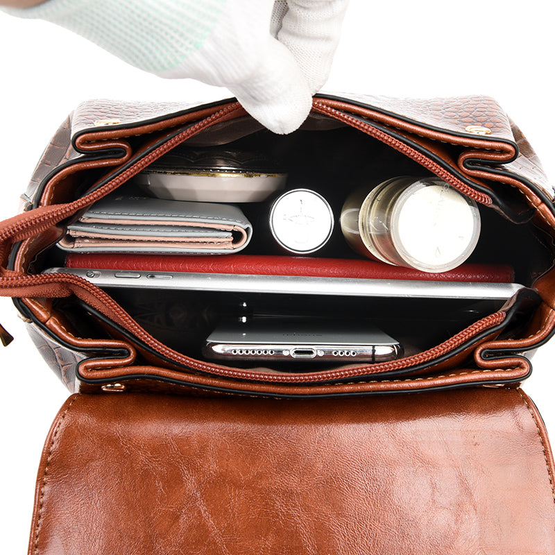 Dam Axelväska Syntetiskt Läder Alligatorlook Elegant Crossover Väska-2