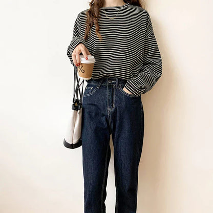 Dam Stickad Tröja Klassisk Stil Mjuk Material-3