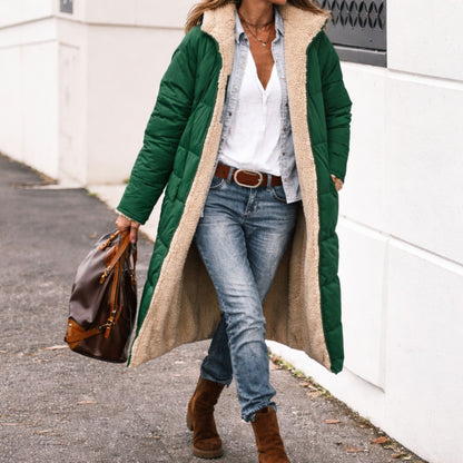 Lång Vinterjacka Dam Wendbar Kashmirmix Med Huva