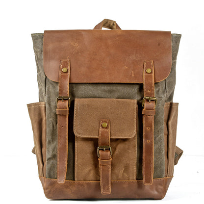 Variant image for Unisex Laptop Ryggsäck Vaxad Bomullsduk och Läder 15 Tum-5