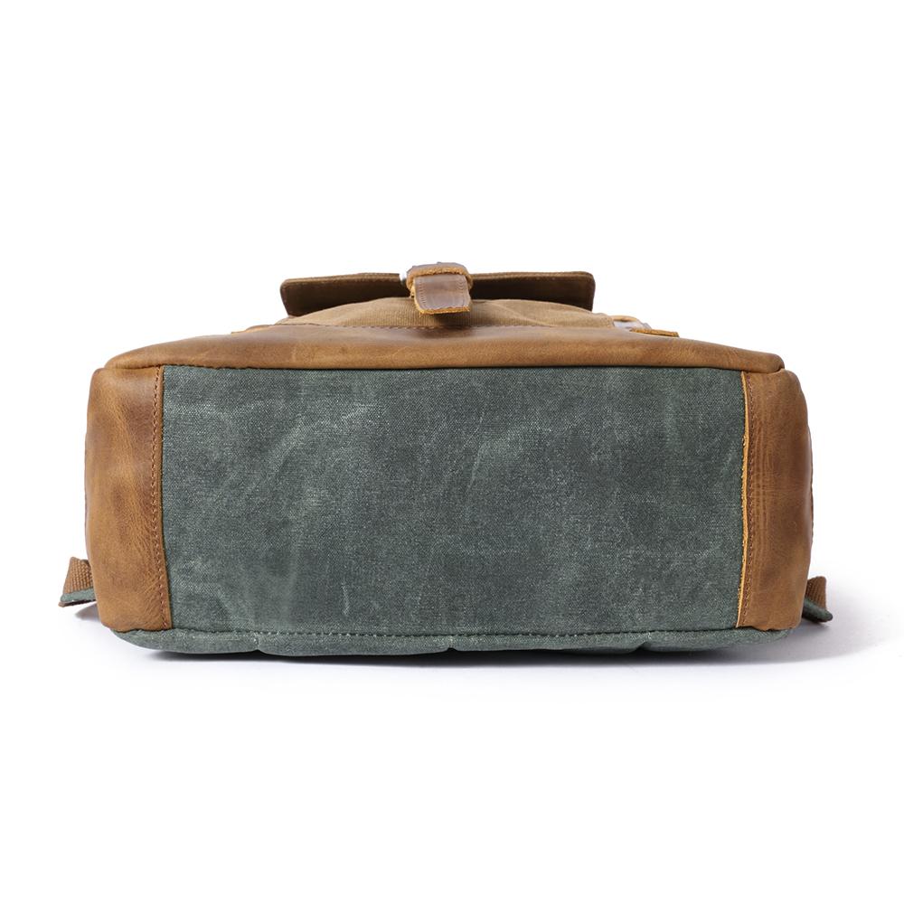 Unisex Laptop Ryggsäck Vaxad Bomullsduk och Läder 15 Tum-6