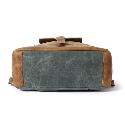 Unisex Laptop Ryggsäck Vaxad Bomullsduk och Läder 15 Tum-6