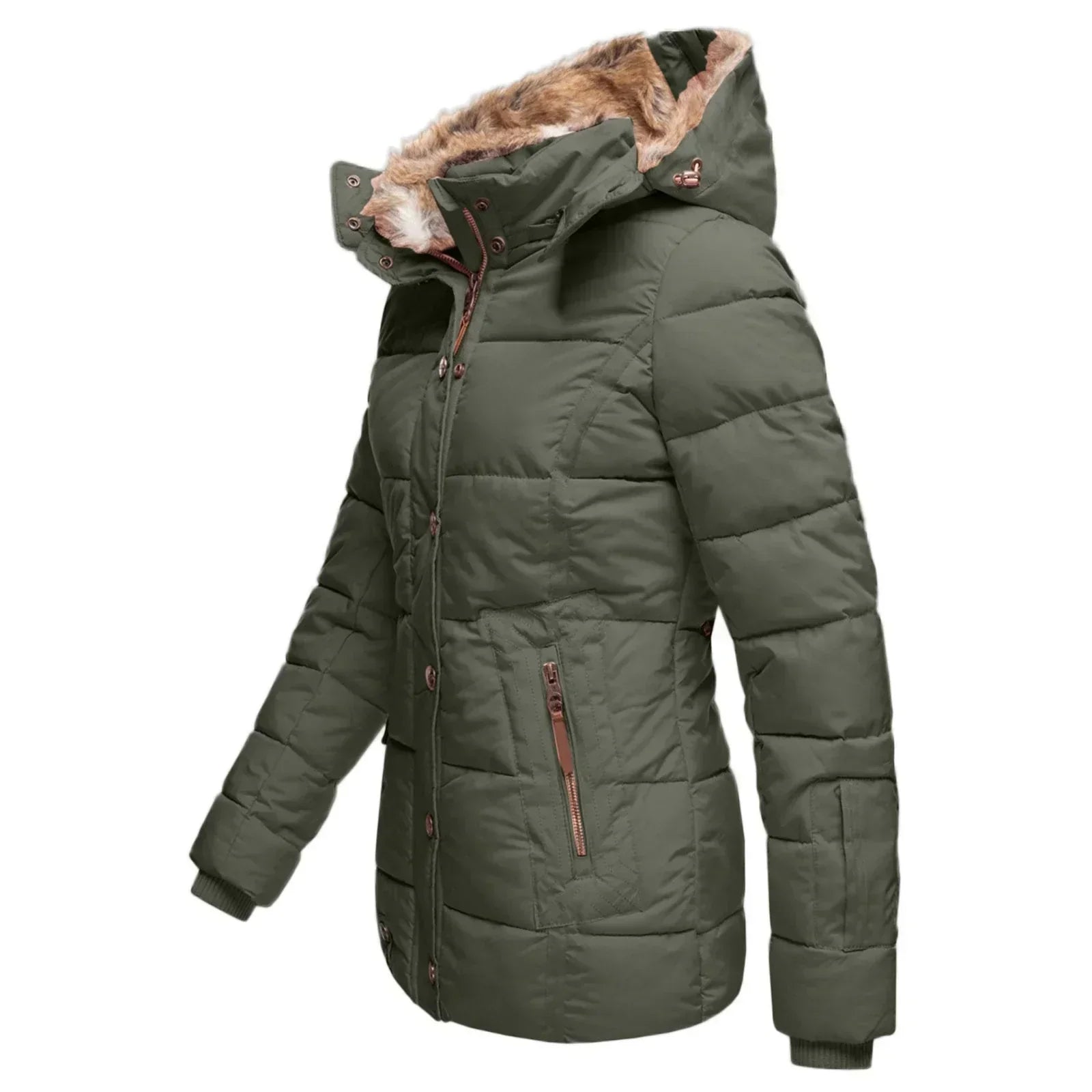 Dam Lång Vinterjacka Vattentålig och Vindtät Polyester med Justerbar Midja 2