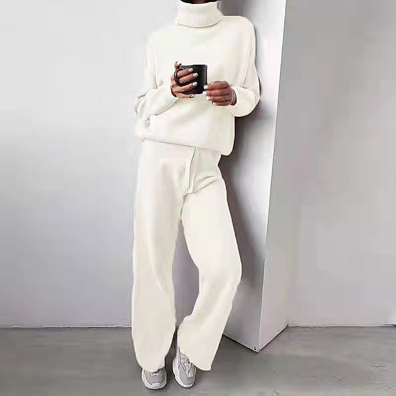 Matchande Set Dam Turtleneck Långärmad Stickad Siden Bomull 11