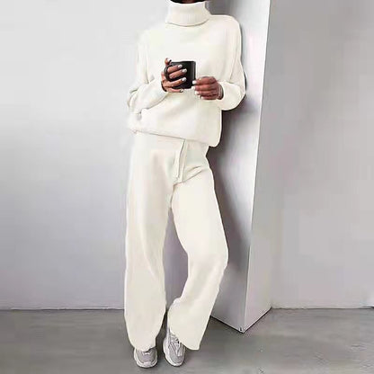 Matchande Set Dam Turtleneck Långärmad Stickad Siden Bomull 11