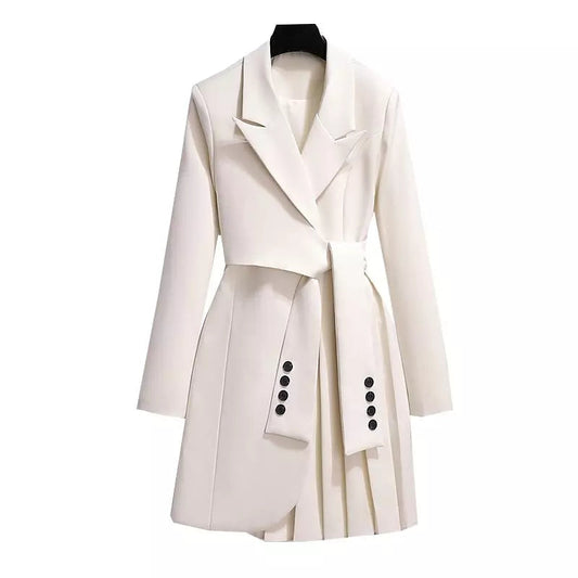 Kvinna Lång Blazer Tunika Slim Fit Polyester-1