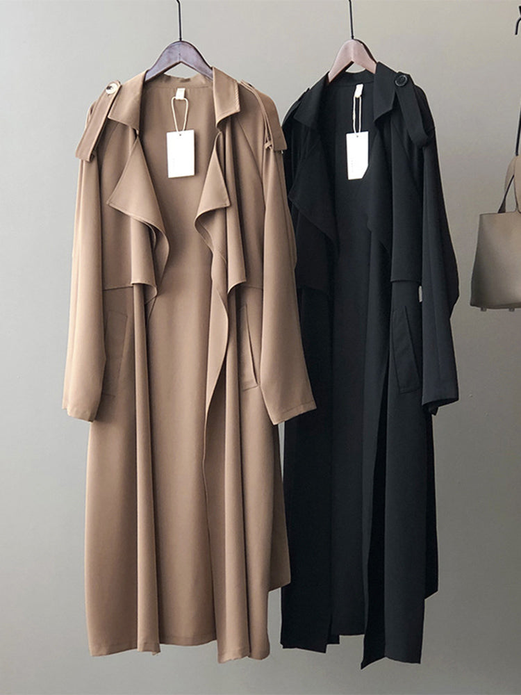 Dam Kappa Lång Retroinspirerad Polyester med Bälte-6