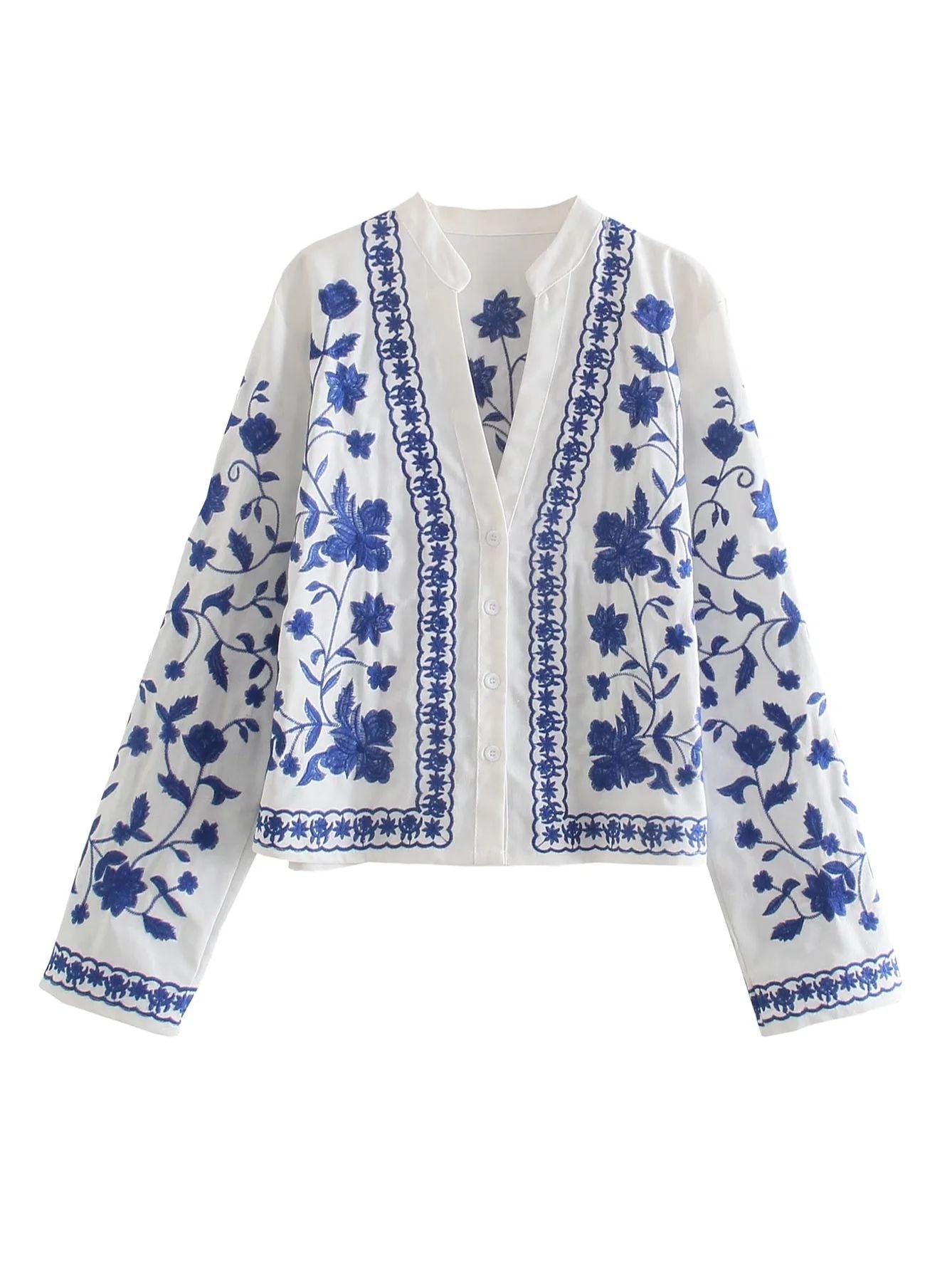 Dam Cardigan Urban Stil 100% Bomull Med Broderad Design 6