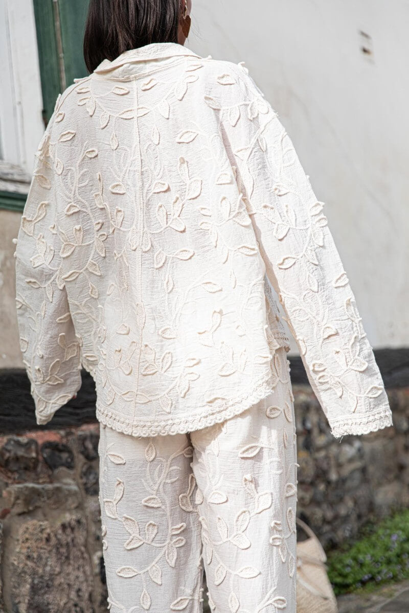 Kvinnors Lounge Set Broderad Mjuk Textil Avslappnad Stil-5