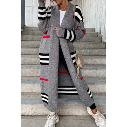 Dam Kofta Randig Mjuk Stickad Loose Fit-4