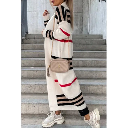 Dam Kofta Randig Mjuk Stickad Loose Fit-6