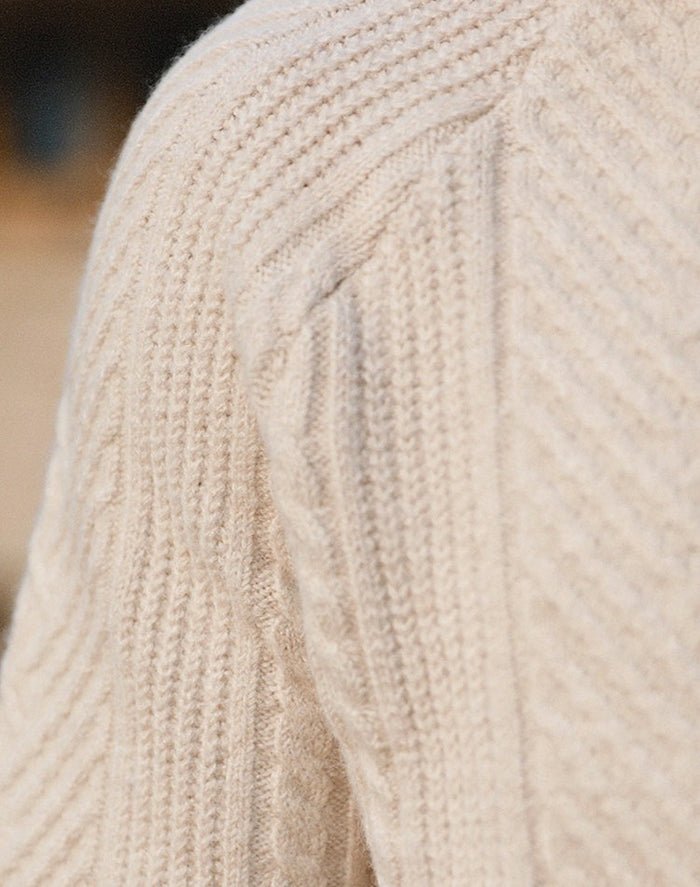 Herr Tröja Fiskbensmönster med Krage Mjuk Material-2