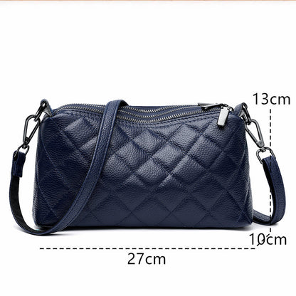 Dam Axelväska i Mjuk Läder med Tre Fack Axelremsväska Skinn-5