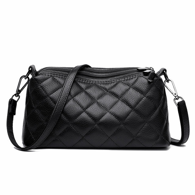 Variant image for Dam Axelväska i Mjuk Läder med Tre Fack Axelremsväska Skinn-3