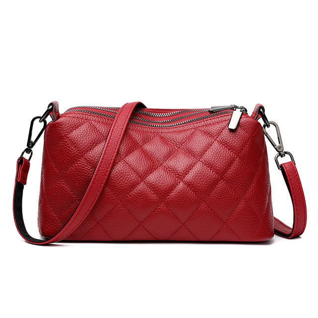 Variant image for Dam Axelväska i Mjuk Läder med Tre Fack Axelremsväska Skinn-2