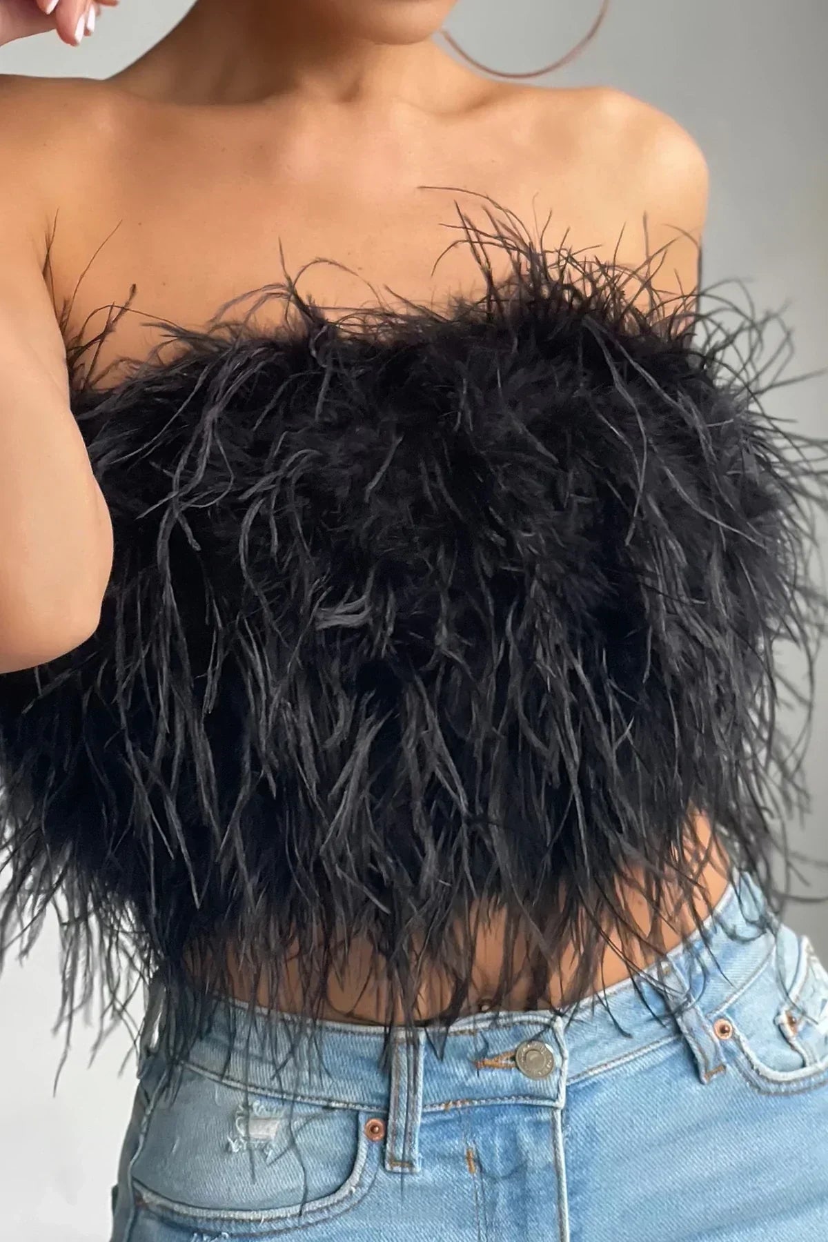 Variant image for Dam Top Slangdesign med Fjädrar Polyester-5