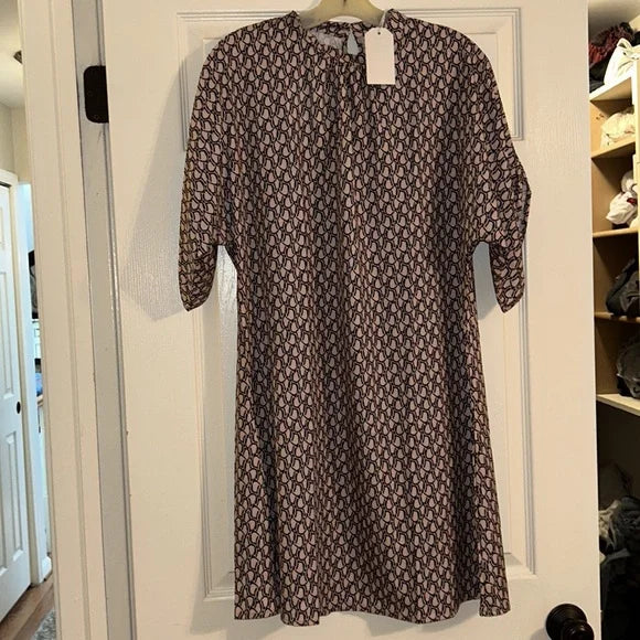 Dam Klänning Knälängd med Halva Ärmar och Mönster i Polyester-3