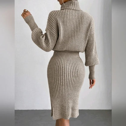 Kvinnors Turtleneck Klänning Skräddarsydd Mjuk Tygblandning Vinter-2