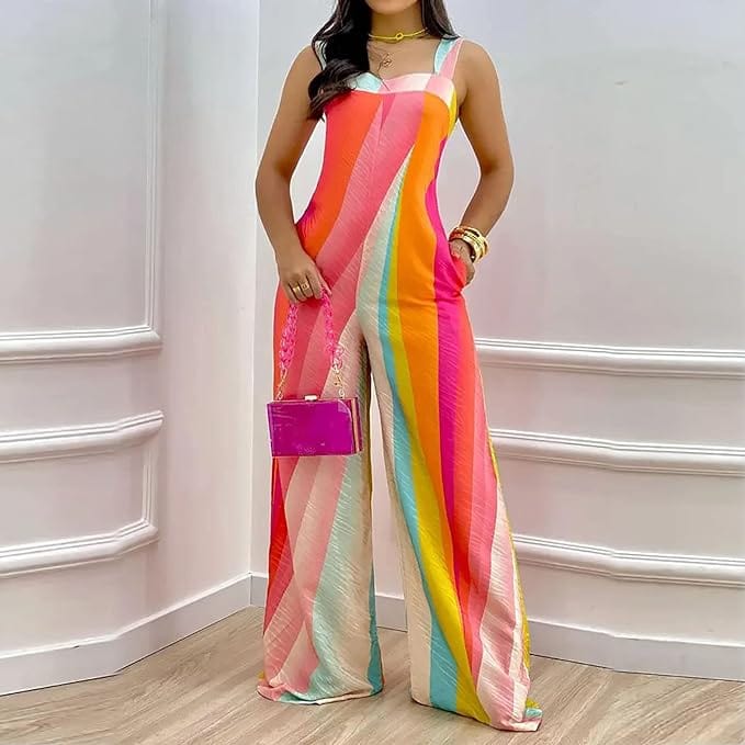 Damen Jumpsuit Festlich mit Gedrucktem Design – Bequemer Polyester Overall für Elegante Anlässe und Freizeit 2