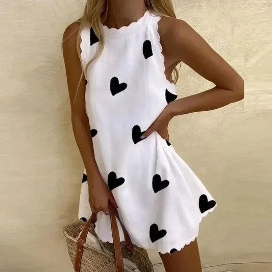 Dam Kort Sommarklänning Elegant Polyester för Midsommar och Fest-1