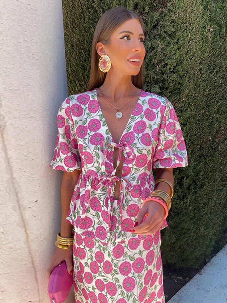 Dam Topp Blommönster Polyester Elegant-1