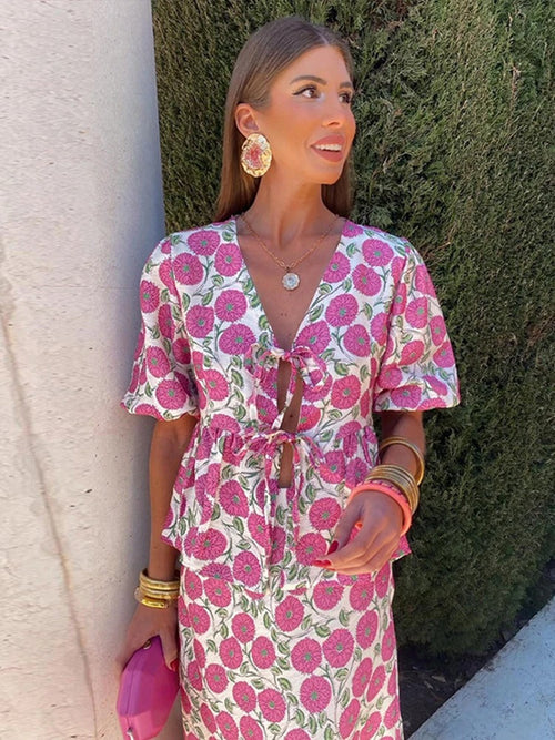 Dam Topp Blommönster Polyester Elegant-1