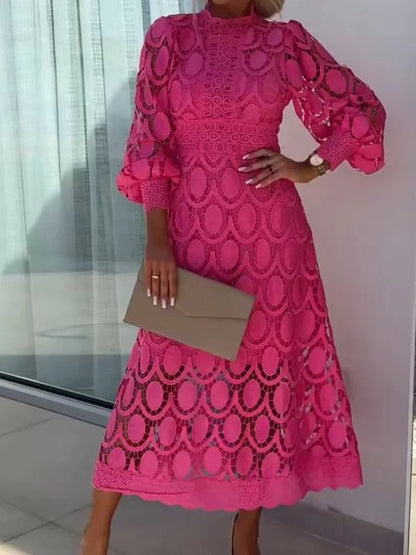 Kvinnor Spetsklänning Romantisk Design Delikat Spetsmaterial-2