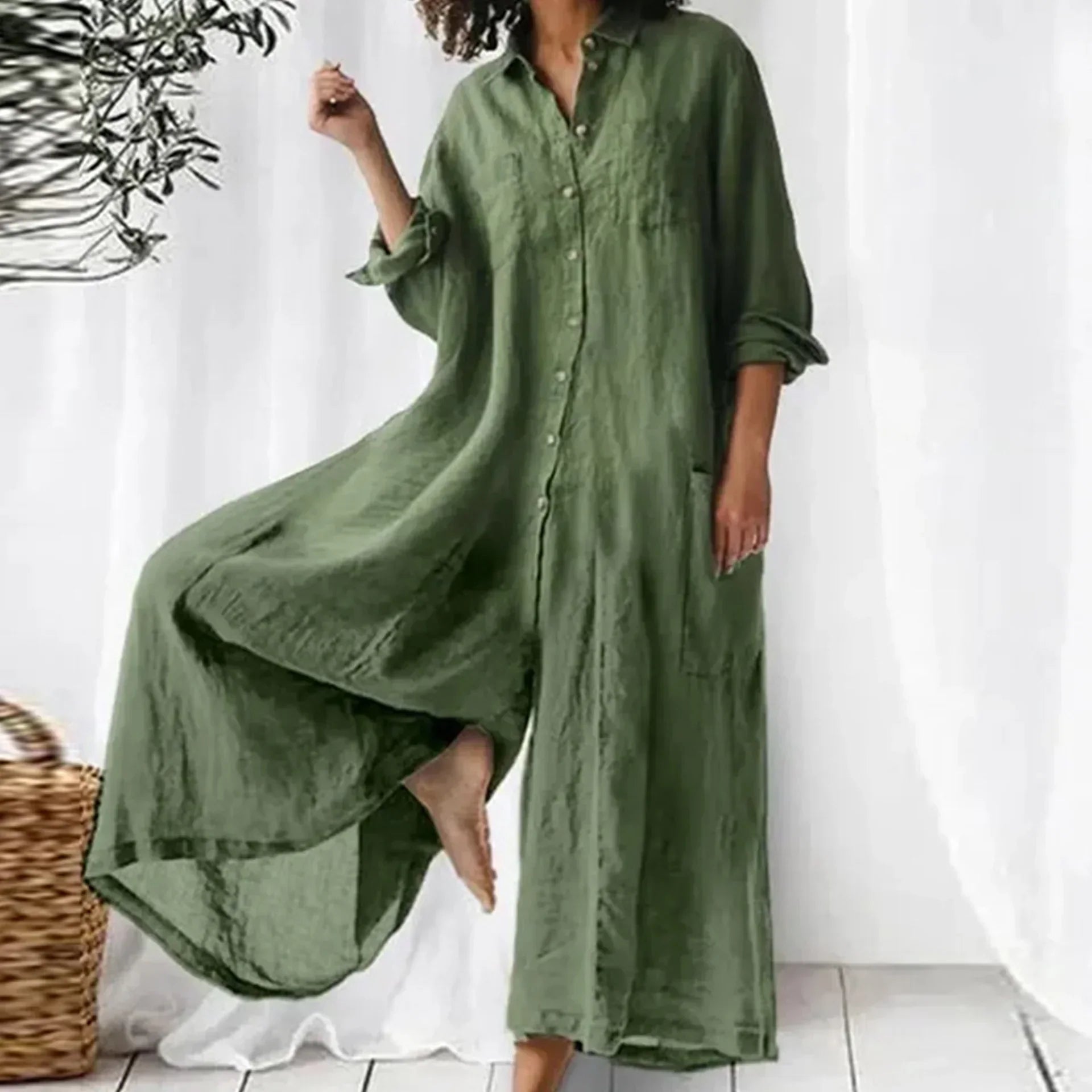 Kvinnors Jumpsuit Ärmlös Linne V-Ringning Midjebälte-3