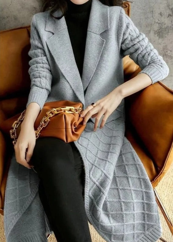 Variant image for Dam Lång Kofta Cardigan i Ull 100% för Höst och Vinter-13