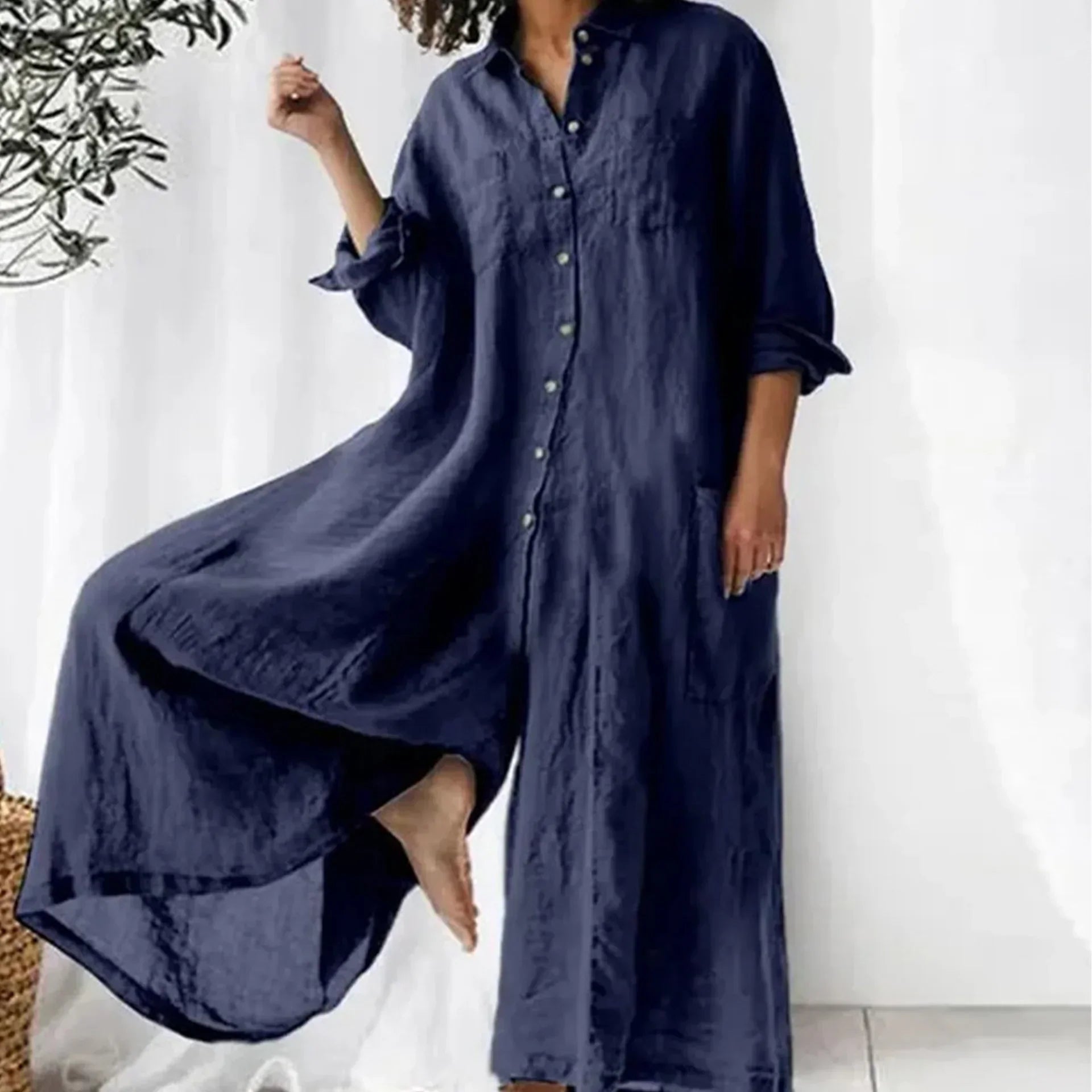 Kvinnors Jumpsuit Ärmlös Linne V-Ringning Midjebälte-2