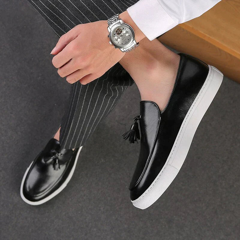 Herr Loafers Avslappnad Design Läder-2