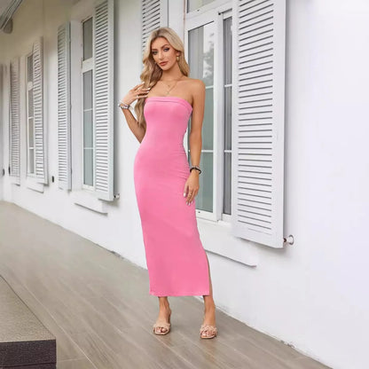 Dam Stropplös Klänning Elegant Lätt Material för Sommar och Fest-1