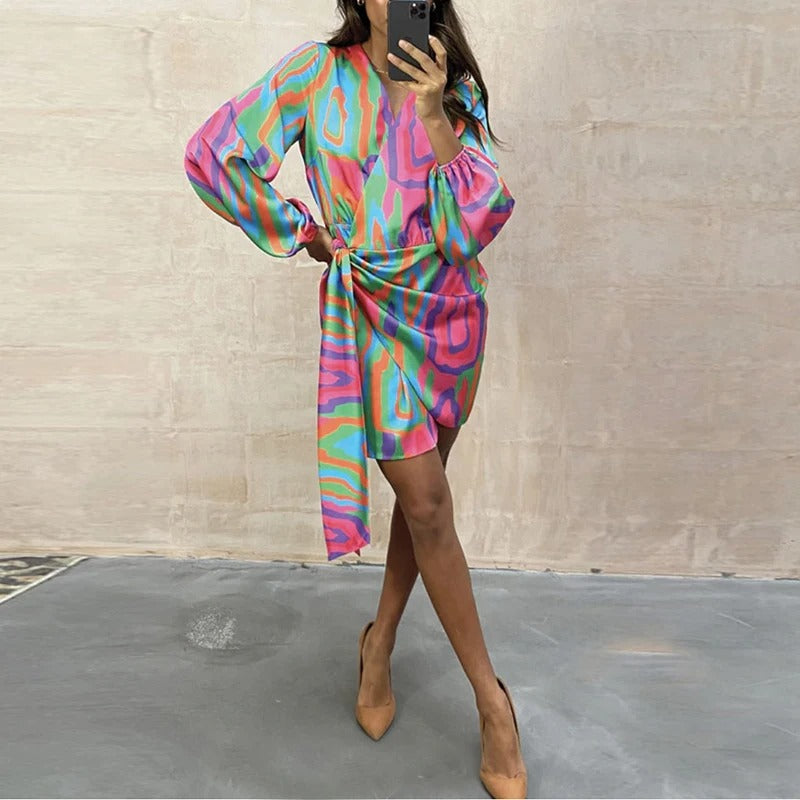 Variant image for Fina Dam Klänningar Tryckt Sommarstil Polyester-1