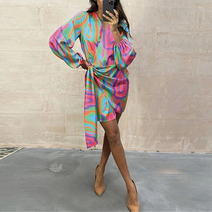 Fina Dam Klänningar Tryckt Sommarstil Polyester-2