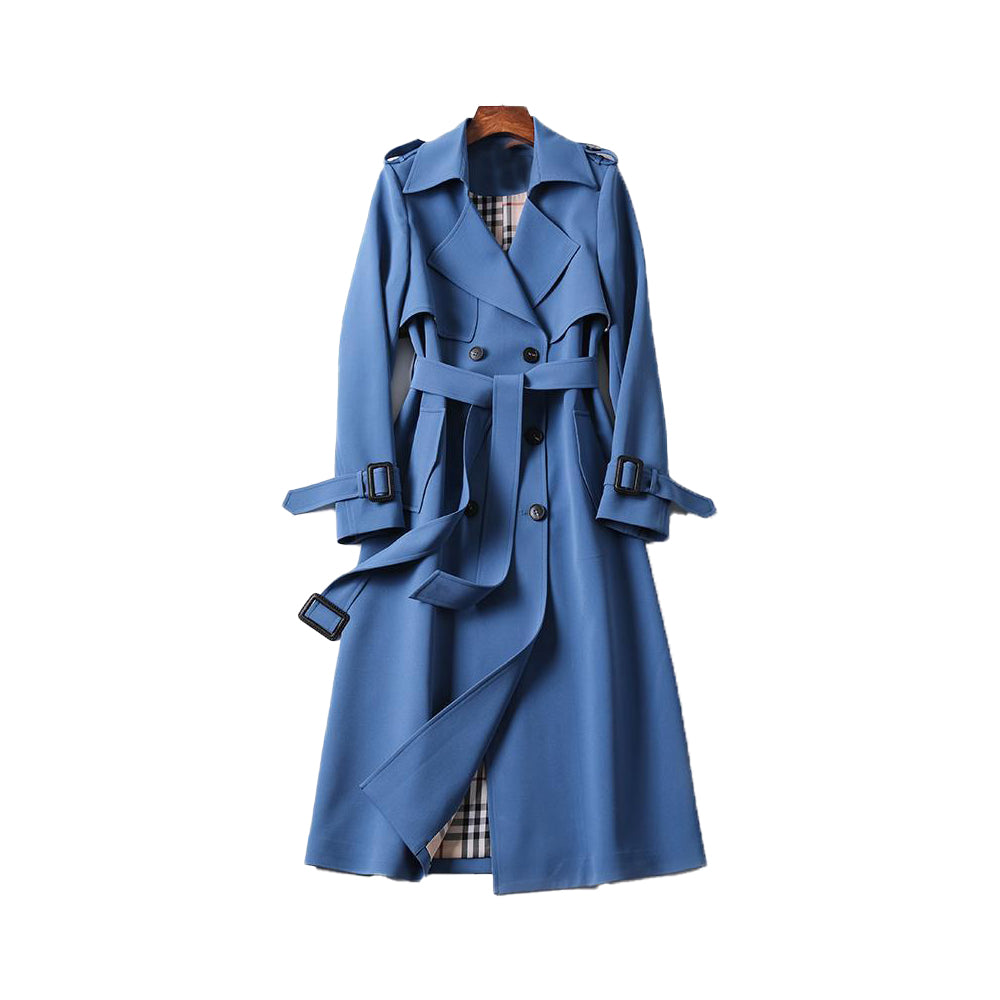 Lång Trenchcoat Dam Dubbla Radknappar Polyester 10