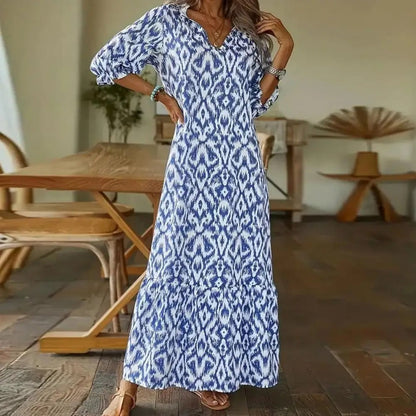 Dam Maxiklänning Bohemisk Stil med Långa Ärmar i Polyester 2