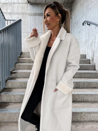 Dam Skinnjacka Med Päls Krage Elegant Läder-3