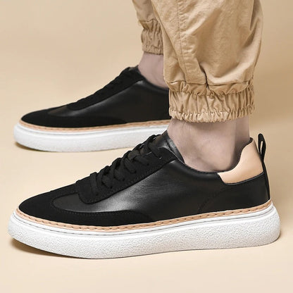 Herr Sneakers Lågtopp Riktigt Läder Minimalistisk Design Komfortabel Stil 3