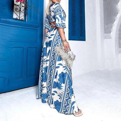 Maxiklänning Dam Öppen Midja Polyester för Långa Klänningar-2